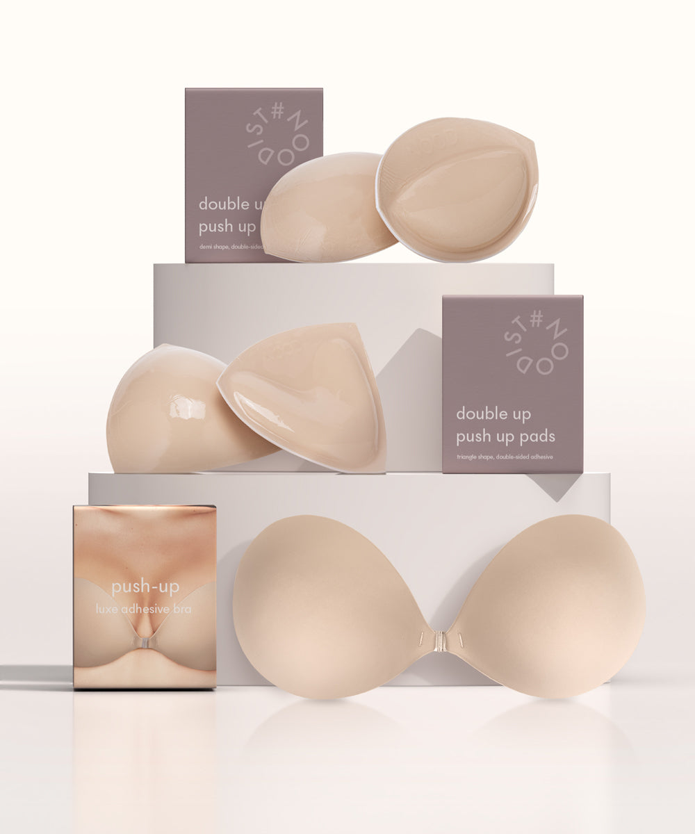 Double Sided Sticky Padded Bra Insert, Adhesive Push Up Bra, Suitable for A  to C Cup, Increases 2 Cup Sizes, Invisible Strapless Bra, Reusable
