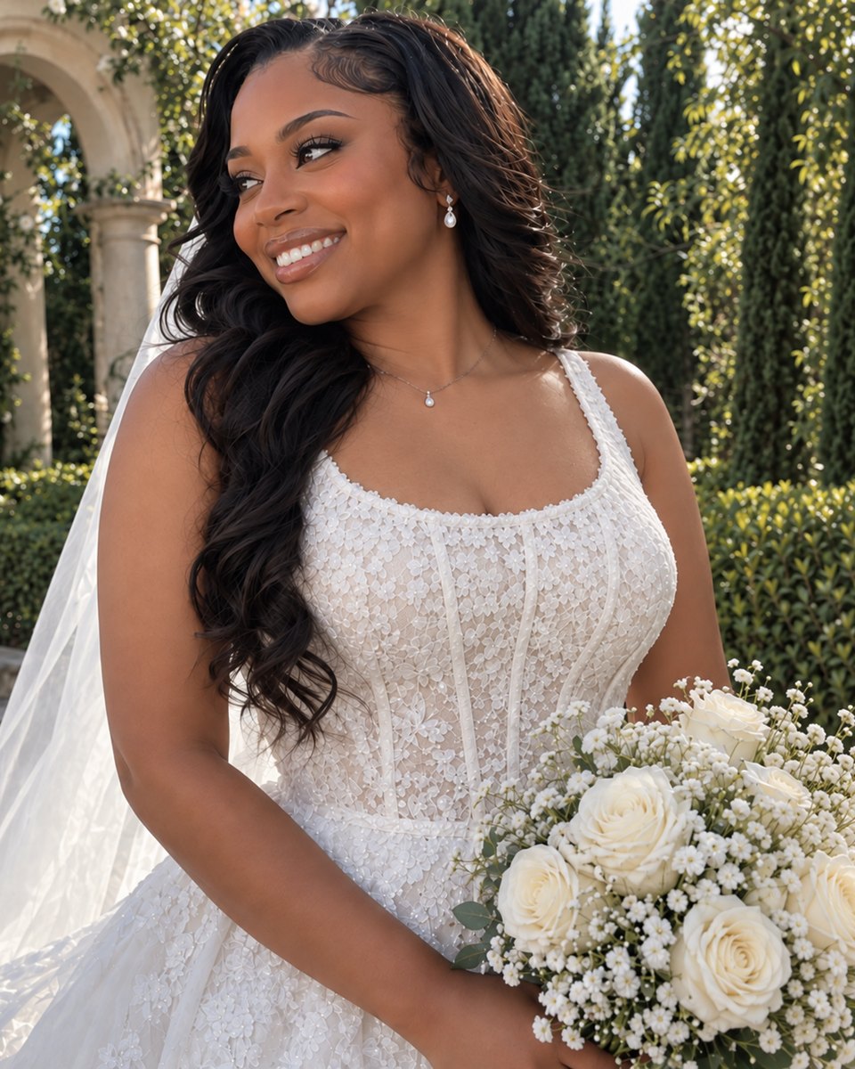 Cecilia H. in her wedding dress